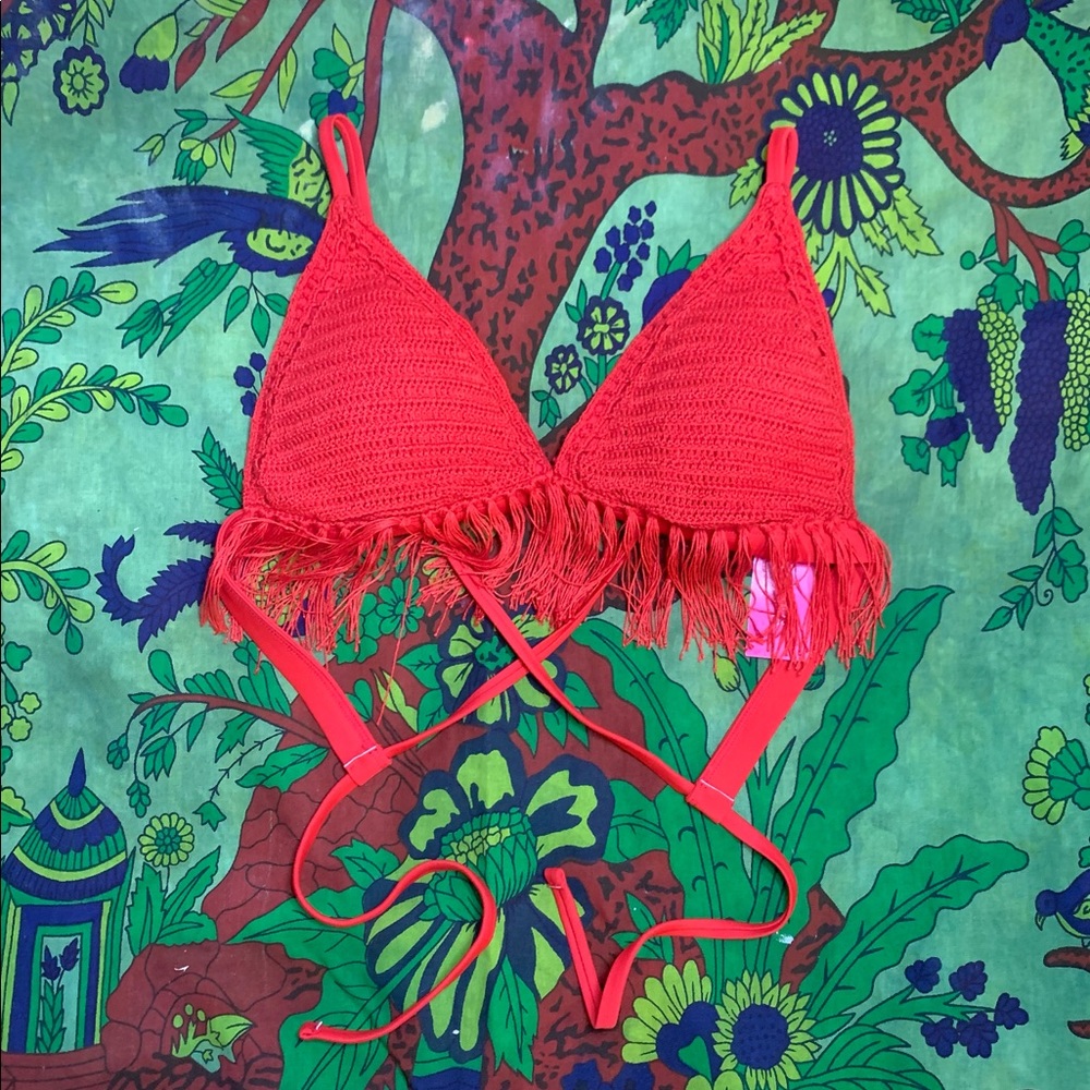Red Fringe bikini top🍄